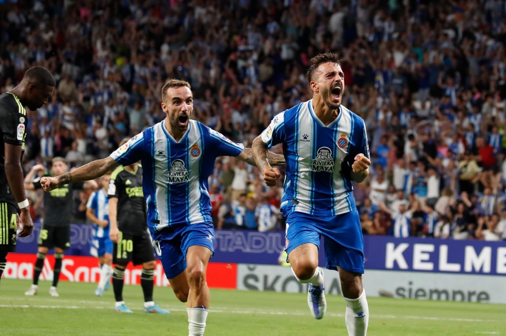 Joselu Celebrando El Gol. El Real Madrid Se Impone Ante El Espanyol