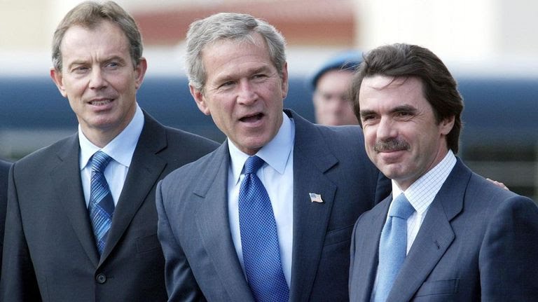 Trio Azores Aznar Bush Y Tony Blair