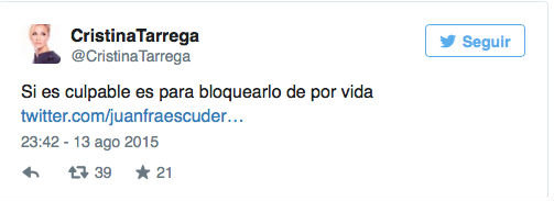 Tweet Cristina TÁRrega