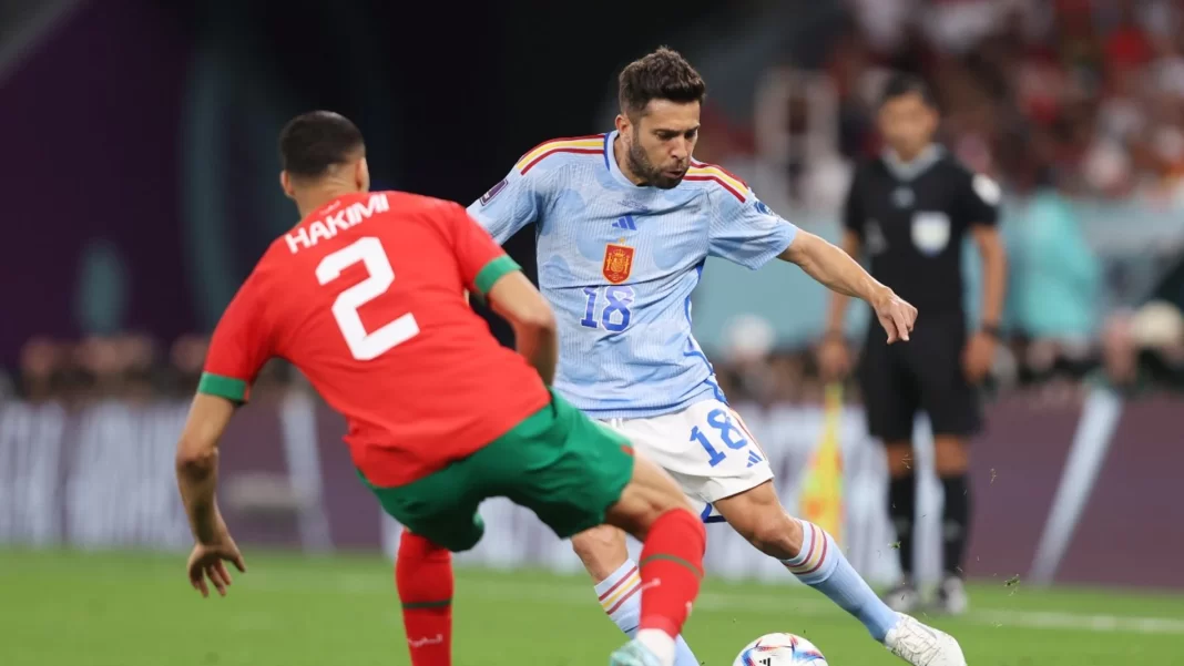 Jordi Alba jugando con España contra Marruecos